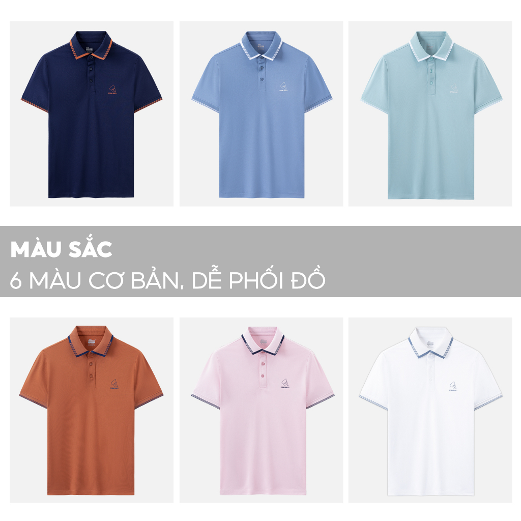 Áo Polo Nam 5S VITURAL, Chất PE COOL Cao Cấp, Mát, Nhẹ, Thoáng Khí