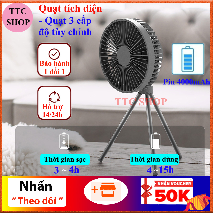 Quạt tích điện để bàn mini DQ213 4000mah - Quạt điện 3 chế độ gió tùy chỉnh bảo hành 1 đổi 1