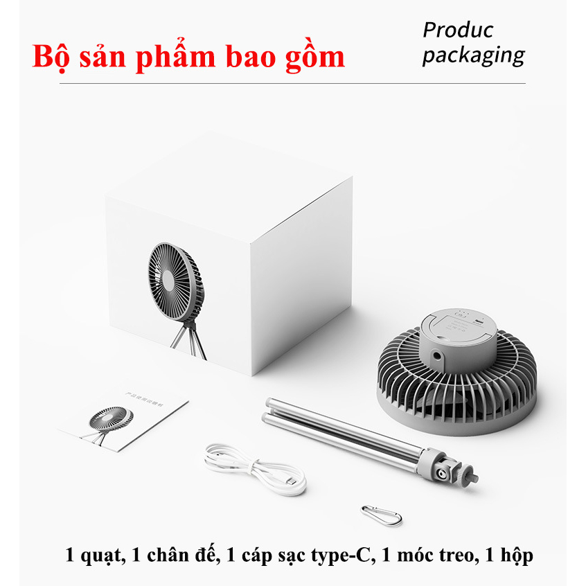 Quạt tích điện để bàn mini DQ213 4000mah - Quạt điện 3 chế độ gió tùy chỉnh bảo hành 1 đổi 1
