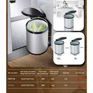 Thùng rác tròn gắn cánh  Loại 9L Và 14L