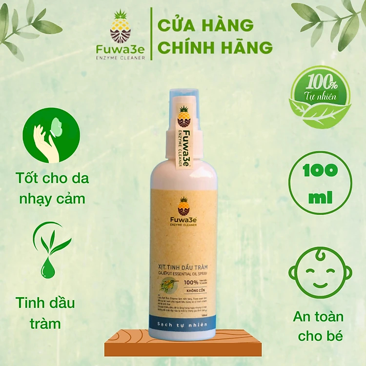 Xịt khử mùi kháng khuẩn côn trùng Fuwa3e hữu cơ tinh dầu tràm 100ml