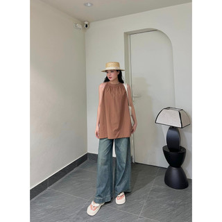 Áo sơ mi 3 lỗ cố yếm vải thô