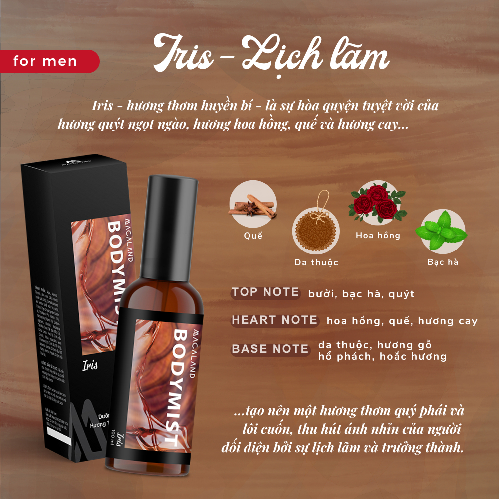 Body Mist xịt thơm toàn thân MACALAND 20ml/35ml//100ml dạng xịt hương nước hoa kết hợp dưỡng ẩm cho da