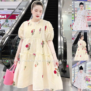 Đầm babydoll lụa chéo hoạ tiết
