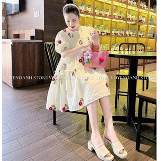 Đầm babydoll lụa chéo hoạ tiết