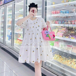 Đầm babydoll lụa chéo hoạ tiết