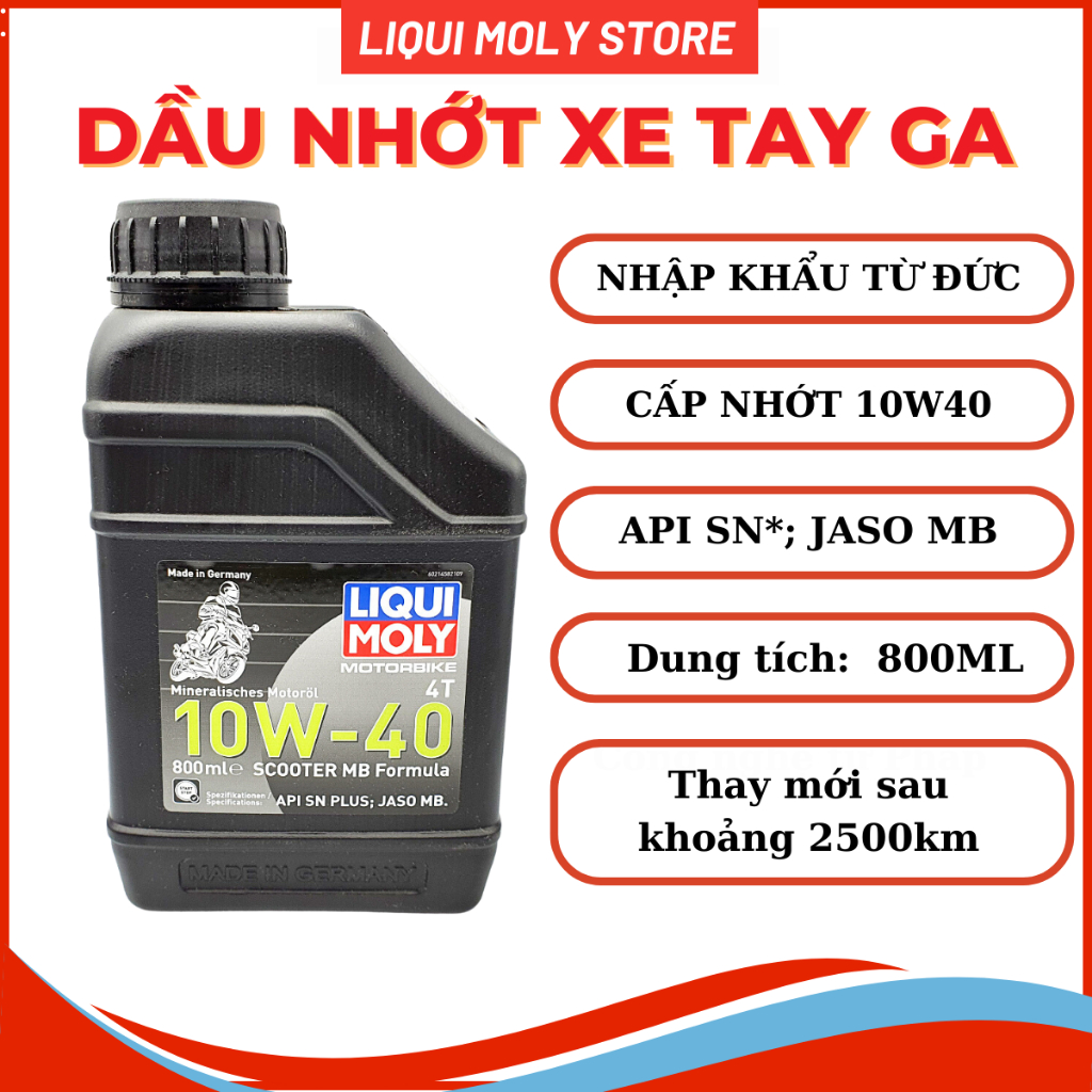 Liqui Moly Fomula Scooter 10w40 800ML nhớt tổng hợp cho xe tay ga - Sản xuất tại Đức