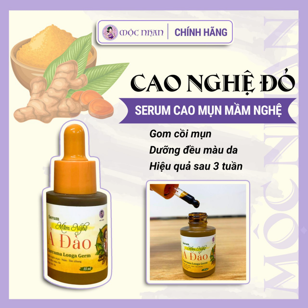 Serum Cao Mụn Mầm Nghệ Giảm Mụn, Mờ Thâm, Trắng Da 15ml - Mộc Nhan Việt Nam