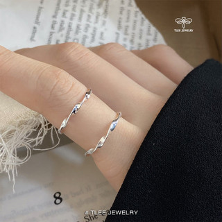 Nhẫn bạc nữ TLEE sóng trơn xoắn basic freesize TLEE JEWELRY