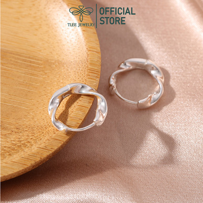 Khuyên tai bạc nữ TLEE twisted bản dày 15mm cá tính TLEE JEWELRY B0412
