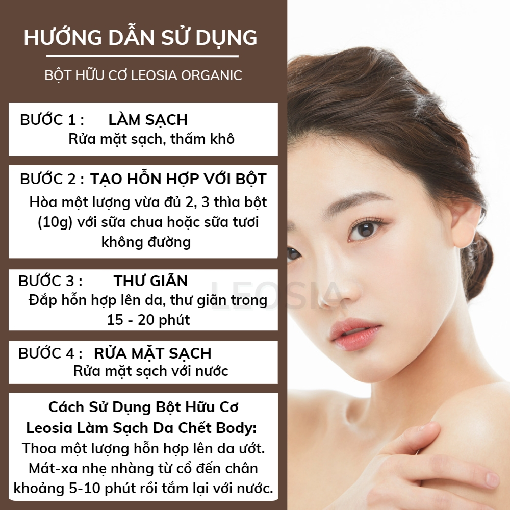 Bột cám gạo Leosia nguyên chất 140G | 100% Hữu cơ