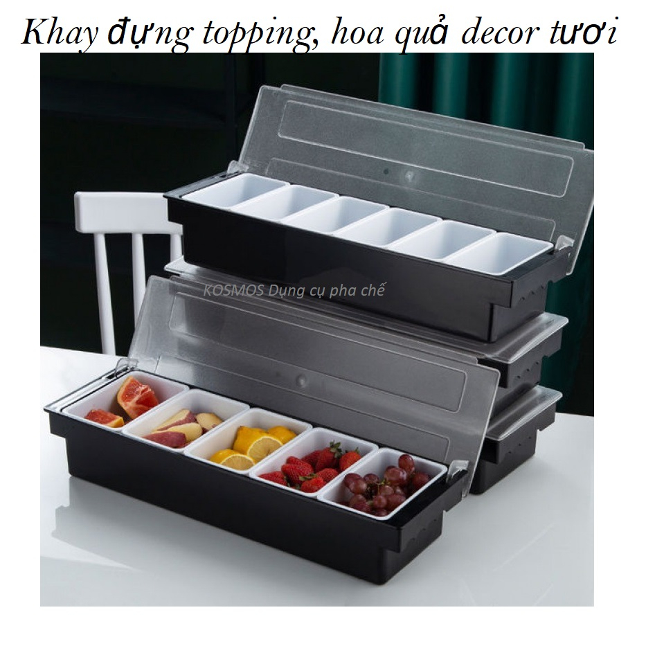 Khay đựng đồ hoa quả decor, topping  3/4/5/6/8 ngăn