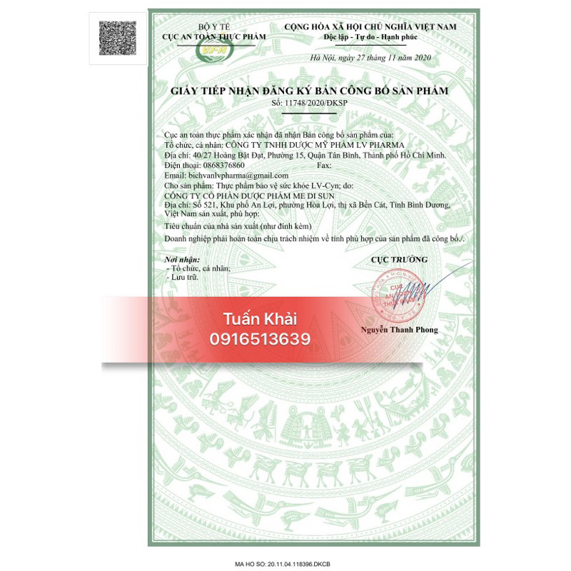 LV - CYN viên uống hỗ trợ làm đẹp DA - MÓNG - TÓC - Hộp 60 viên