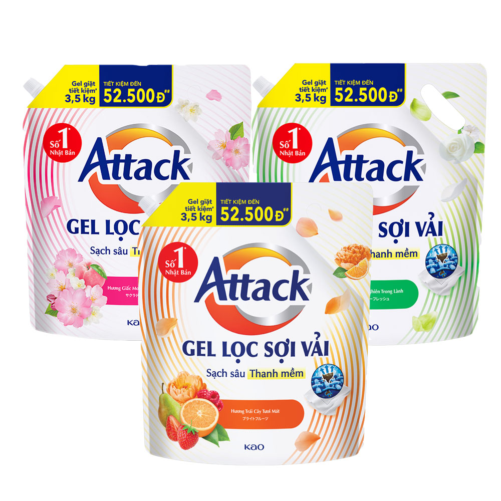 Nước giặt gel lọc sợi vải Attack- Túi  3.5kg