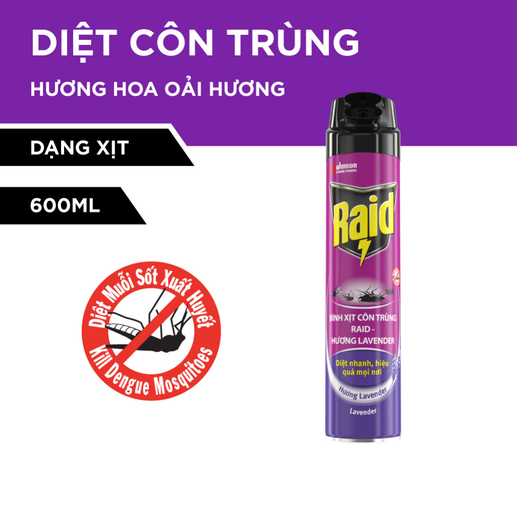 RAID Bình xịt côn trùng Hương Lavender 600ml