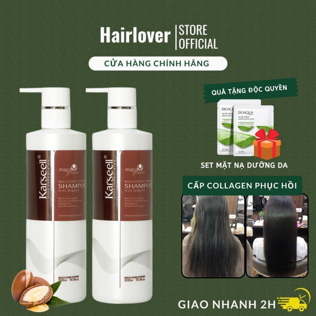 Dầu gội dưỡng tóc mềm mượt, phục hồi tóc hư tổn hương nước hoa Karseell Macca 500mlx2 Chính Hãng- HAIRLOVER