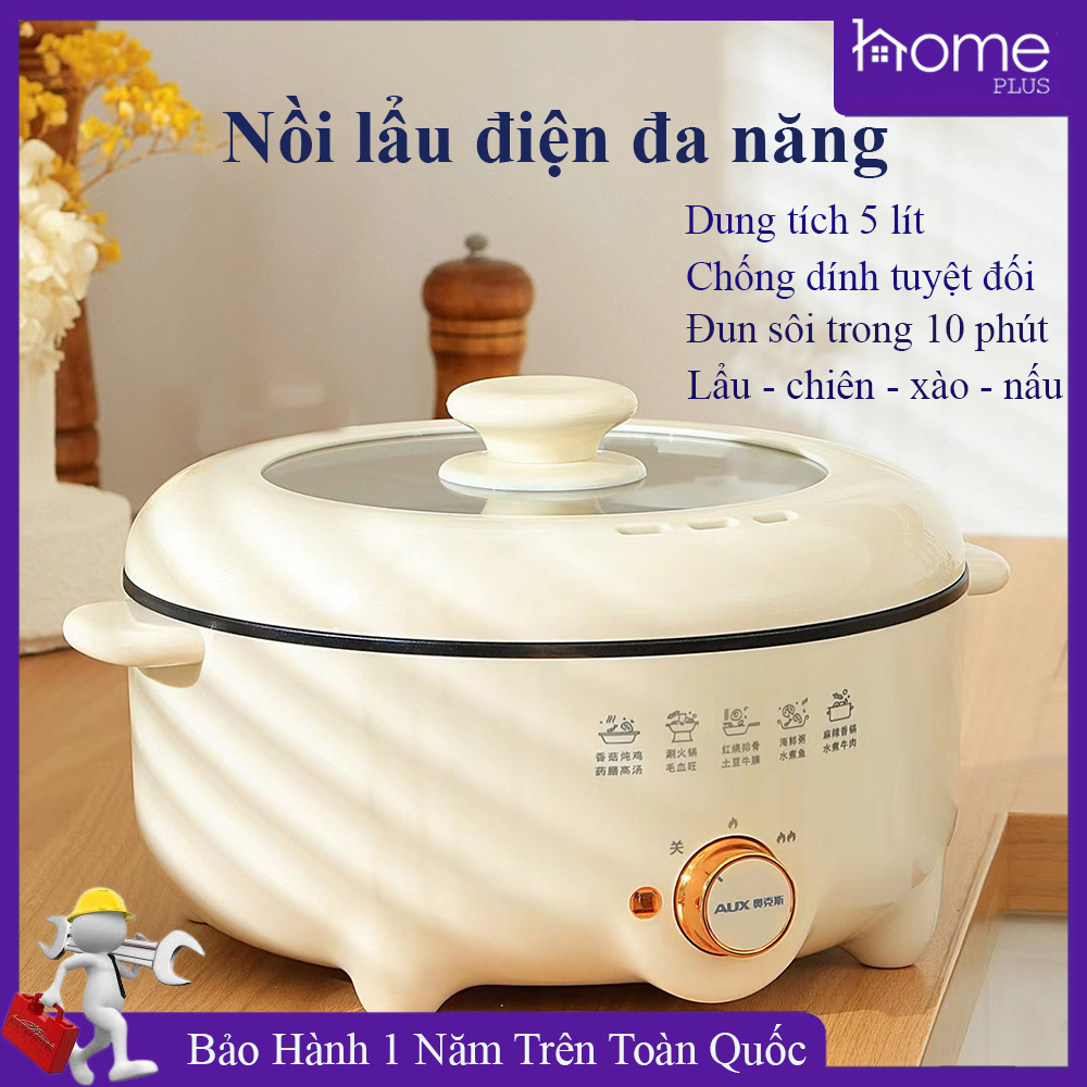 Nồi lẩu điện đa năng , nồi lẩu dung tích siêu lớn 5 lít nồi được phủ lớp chống dính dễ dàng vệ sinh siêu tiện lợi