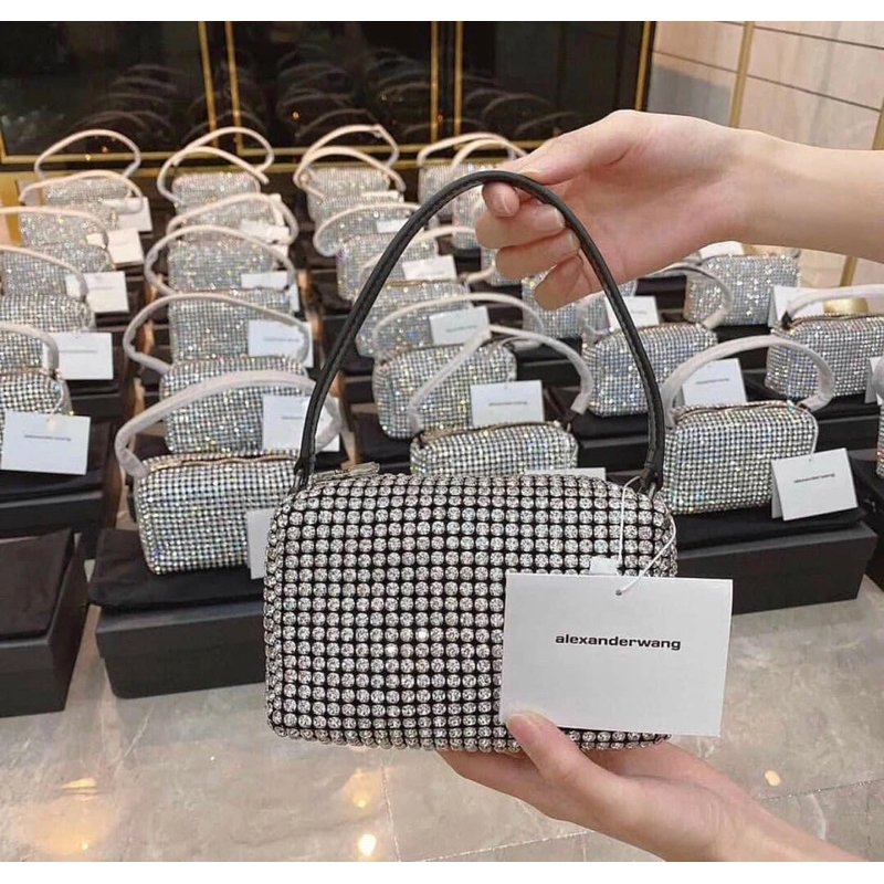 ⚠️hàng sẳn⚠️Túi đính đá Alex…wang-full box, túi vải, hạt dự phòng