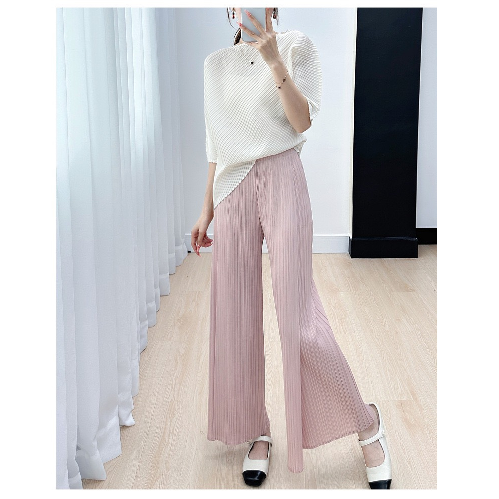 (HÀNG SẴN) Quần lò xo cao cấp form suông dài, có lớp phủ tà trước - Quần lò xo thiết kế lớp phủ, lưng chun co dãn tốt