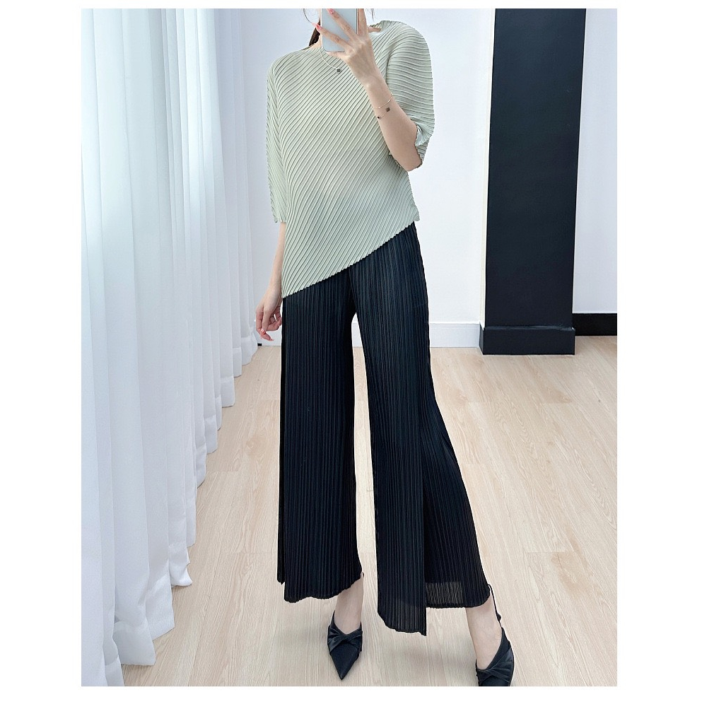 (HÀNG SẴN) Quần lò xo cao cấp form suông dài, có lớp phủ tà trước - Quần lò xo thiết kế lớp phủ, lưng chun co dãn tốt