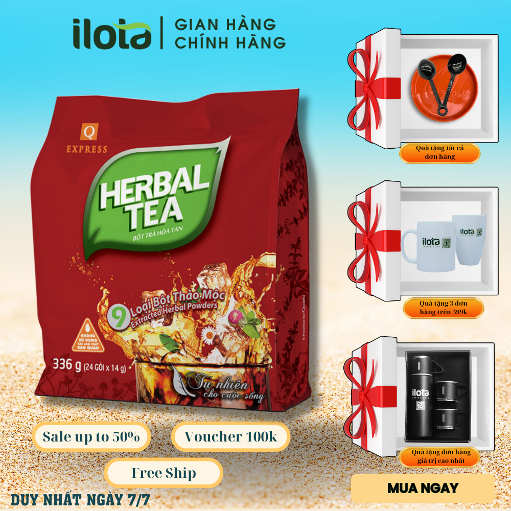 Trà thảo mộc hoà tan Cool Tea Trần Quang gồm 9 loại thảo mộc quý thanh mát 24 gói