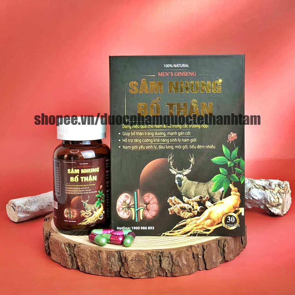 Viên uống SÂM NHUNG BỔ THẬN tăng cường sinh lý, hỗ trợ giảm xuất tinh sớm, kéo dài quan hệ - Chai 30 viên