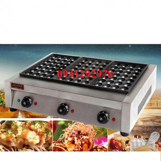 Máy làm bánh bạch tuộc 3 khuôn gang chống dính tốt, dùng nguồn gas. Bảo hành 1 năm