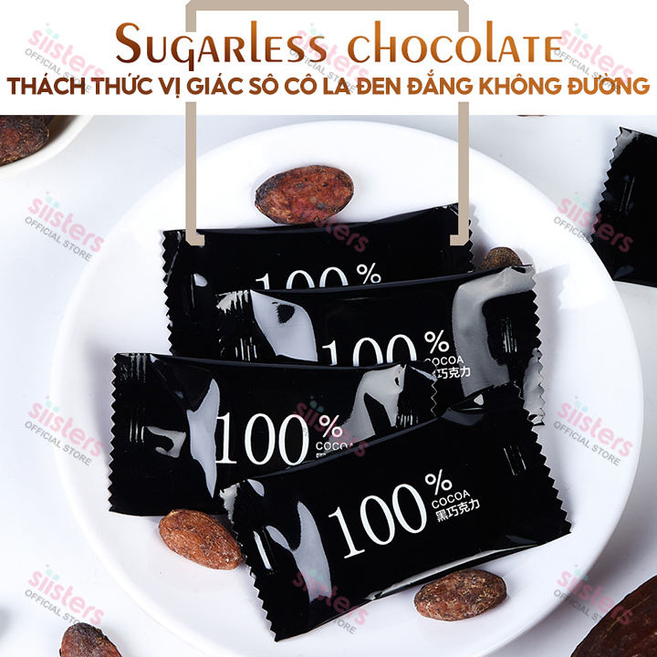 Combo 4 Hộp Socola đen đắng nguyên chất không đường Kẹo Chocolate thanh ăn kiêng 120 gram YIKANONG