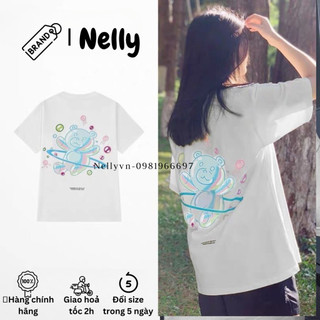 [FREESHIP](CÓ SẴN)HÀNG CHÍNH HÃNG áo thun NELLYHEYBIG tay lỡ,hoạ tiết con gấu xanh lắc vòng siêu đáng yêu.
