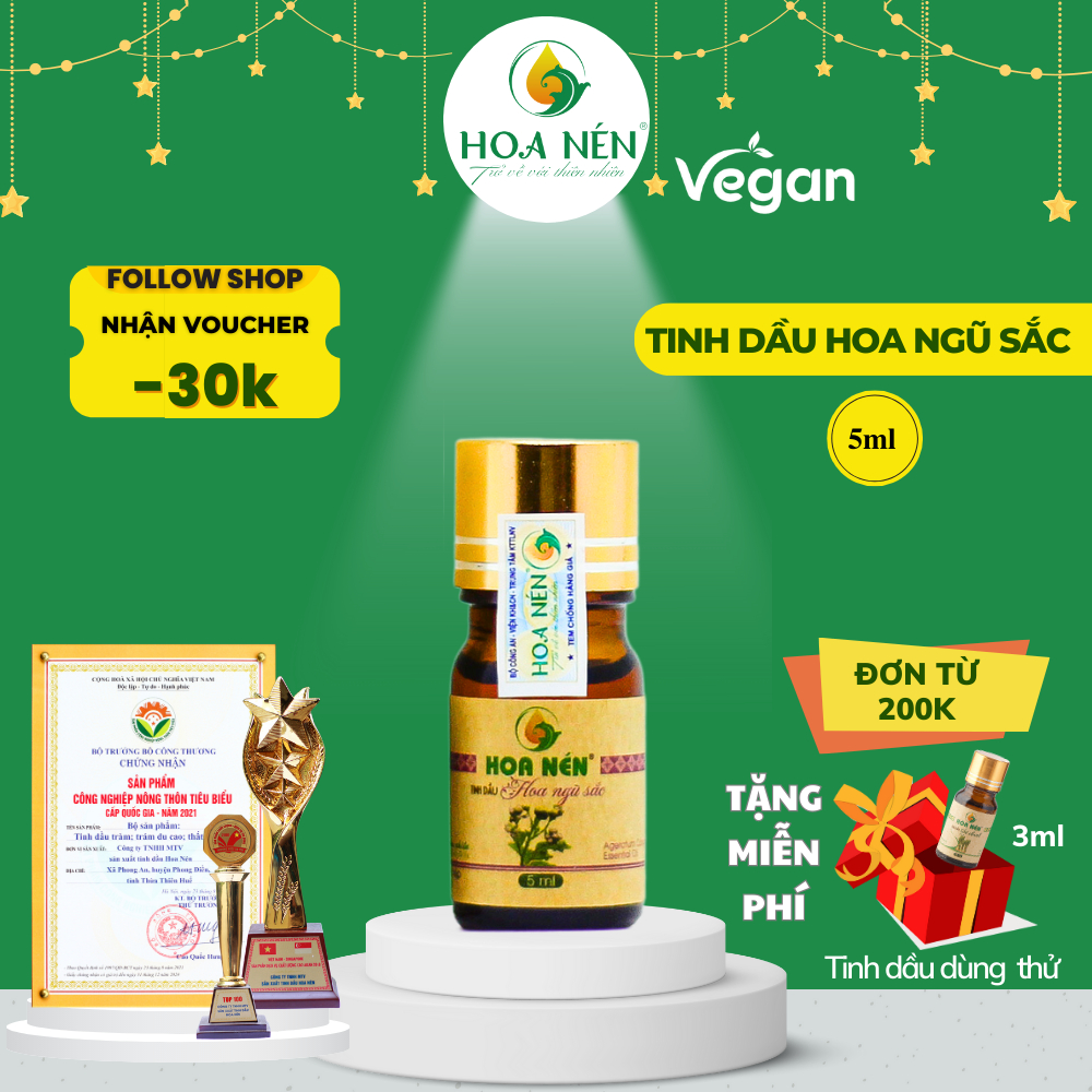 Tinh dầu Hoa Ngũ Sắc nguyên chất - Hoa Nén - Hỗ trợ cho người Viê m Xo ang, Viê m Mũi dị ứ ng - 5ml