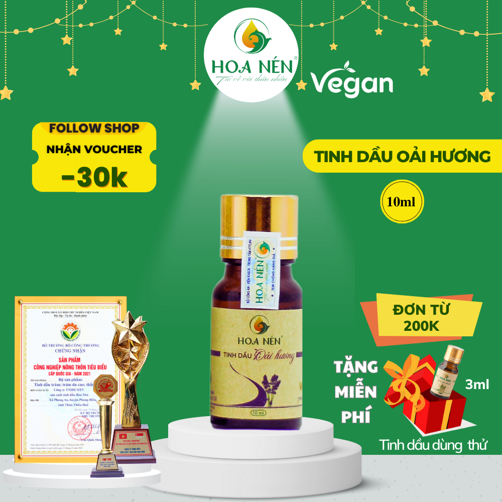 Tinh dầu Hoa Oải Hương nguyên chất - Hoa Nén - Hương hoa thơm mát, khử mùi, ẩm mốc, đuổi muỗi, giúp ngủ ngon - 10ml