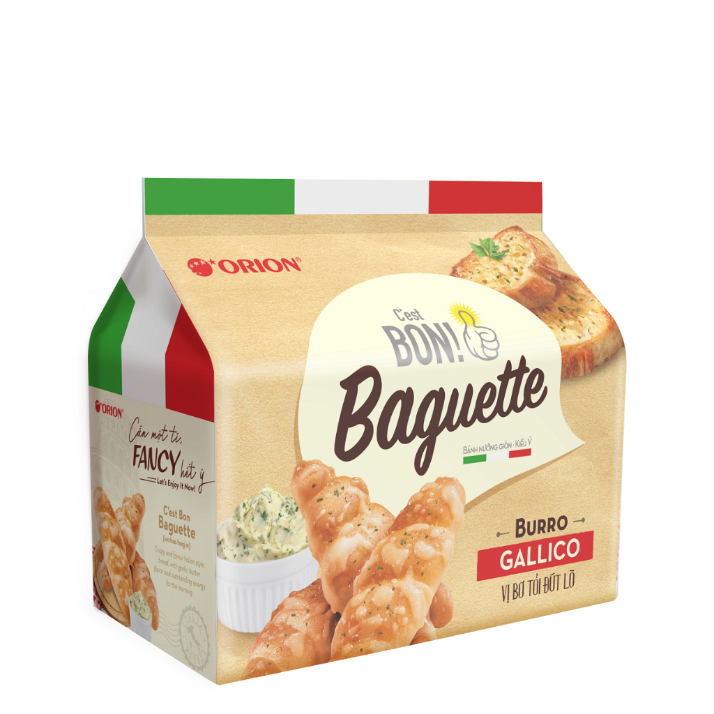 Bánh nướng giòn C'est Bon Baguette vị bơ tỏi đút lò túi 180g