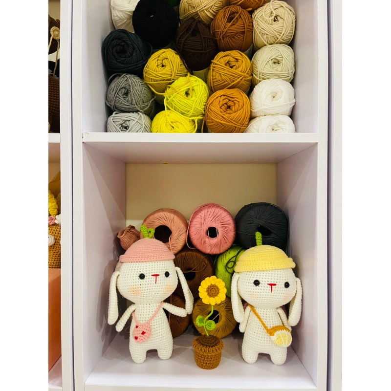 DIY Set Móc Thú Len Chibi, Móc Thỏ Bunny Siêu Cute, Thỏ Đeo Túi Chanh