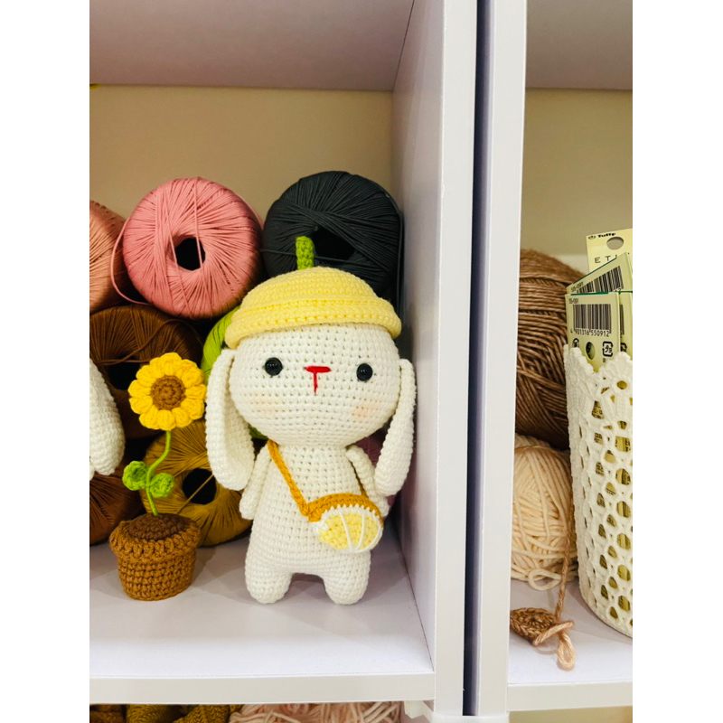 DIY Set Móc Thú Len Chibi, Móc Thỏ Bunny Siêu Cute, Thỏ Đeo Túi Chanh