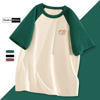 Áo Thun Nữ, Áo Phông Raglan Tee Unisex By PEABOO BST Shiba Inu Chất Cotton Thoáng Mát Form Rộng Tay Lỡ Cho Nam Nữ