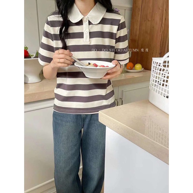 Áo polo kẻ to cổ  sen , Do Do-studio 3023