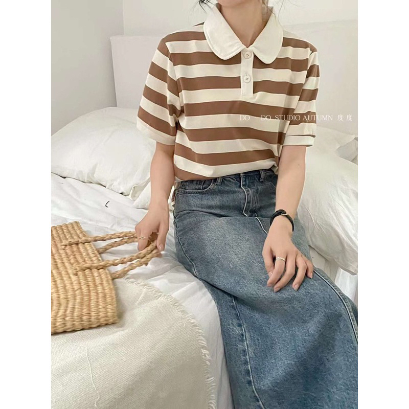 Áo polo kẻ to cổ  sen , Do Do-studio 3023
