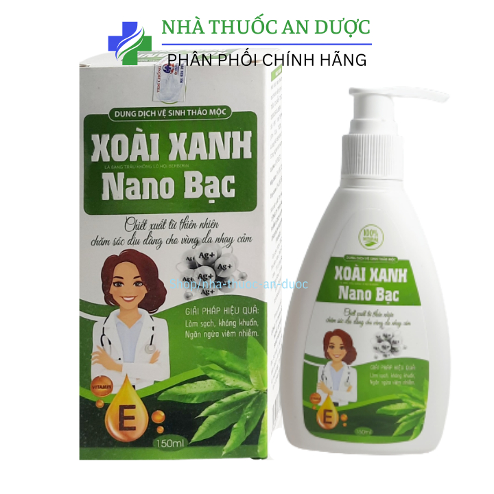 Dung dịch vệ xoài xanh nano bạc, làm sạch, kháng khuẩn, ngăn mùi, hỗ trợ giảm viêm nhiễm phụ khoa – Chai 150ml