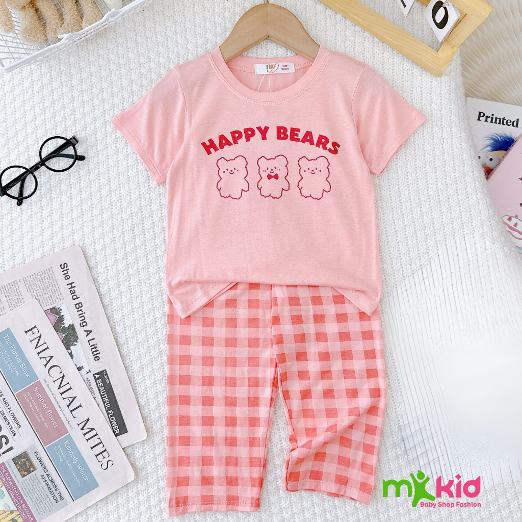 Quần áo trẻ em MK KID cho bé trai bé gái từ 6-26kg💖Bộ Tay Ngắn Quần Dài Sọc Kẻ Mới Dễ Thương cho bé