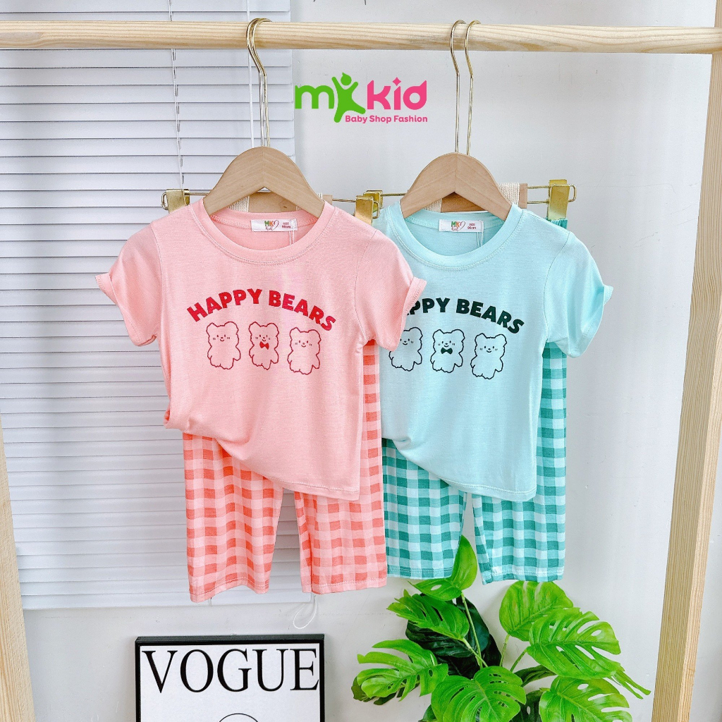 Quần áo trẻ em MK KID cho bé trai bé gái từ 6-26kg💖Bộ Tay Ngắn Quần Dài Sọc Kẻ Mới Dễ Thương cho bé