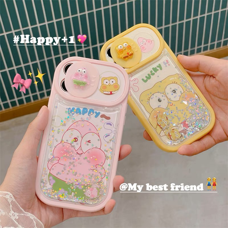 Ốp cam trượt nhũ chảy mẫu Hồng Happy, Vàng Lucky x/xs/xsmax/11/12/13/14/pro/max/plus/pro