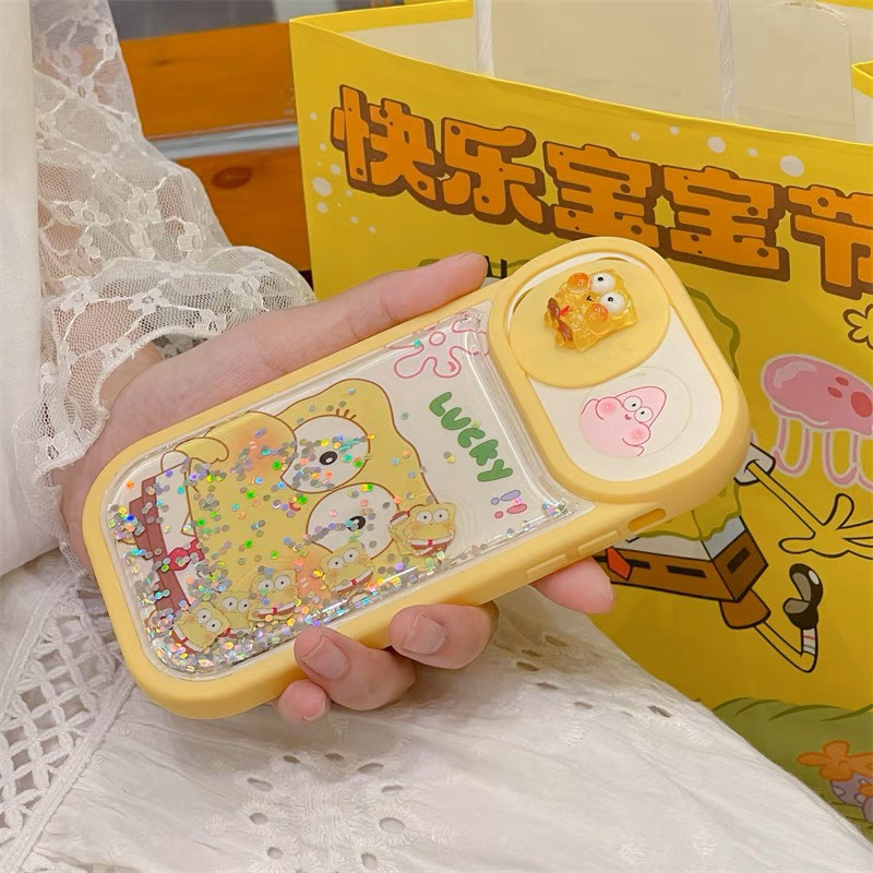 Ốp cam trượt nhũ chảy mẫu Hồng Happy, Vàng Lucky x/xs/xsmax/11/12/13/14/pro/max/plus/pro