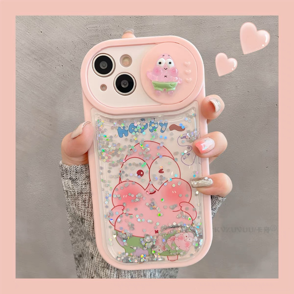 Ốp cam trượt nhũ chảy mẫu Hồng Happy, Vàng Lucky x/xs/xsmax/11/12/13/14/pro/max/plus/pro