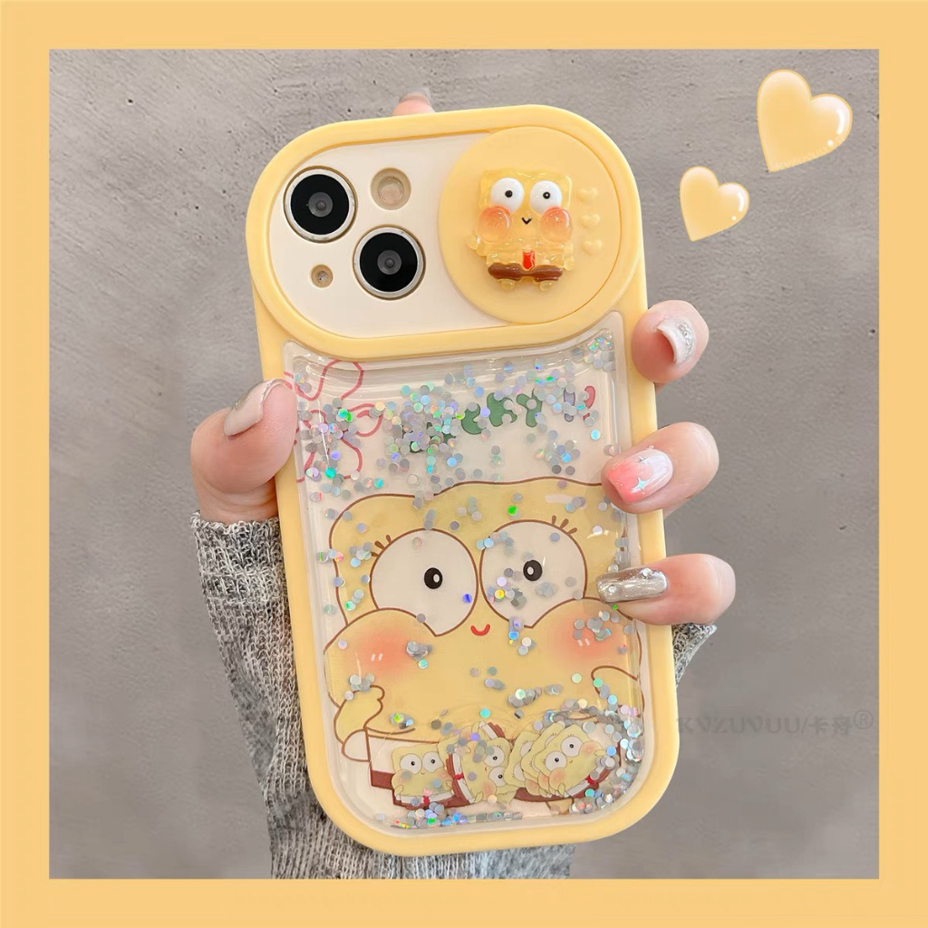 Ốp cam trượt nhũ chảy mẫu Hồng Happy, Vàng Lucky x/xs/xsmax/11/12/13/14/pro/max/plus/pro