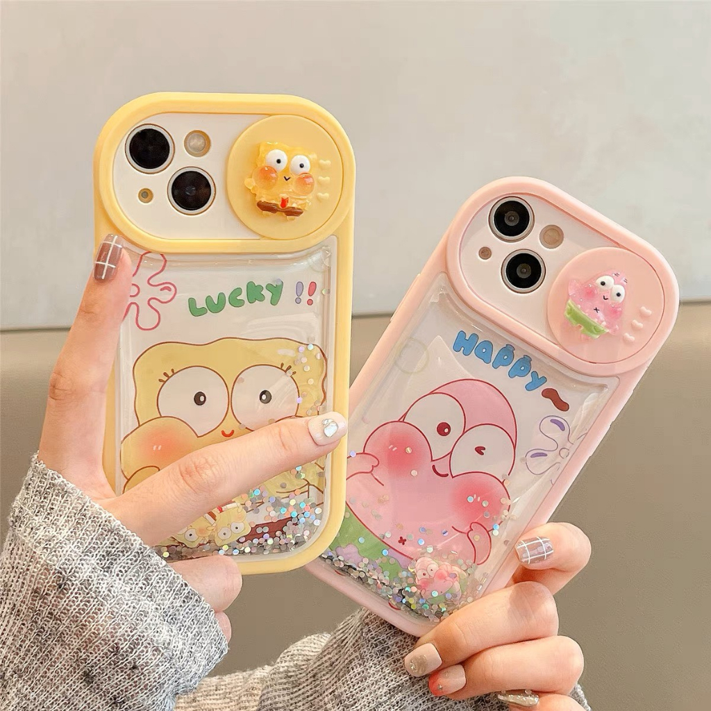 Ốp cam trượt nhũ chảy mẫu Hồng Happy, Vàng Lucky x/xs/xsmax/11/12/13/14/pro/max/plus/pro