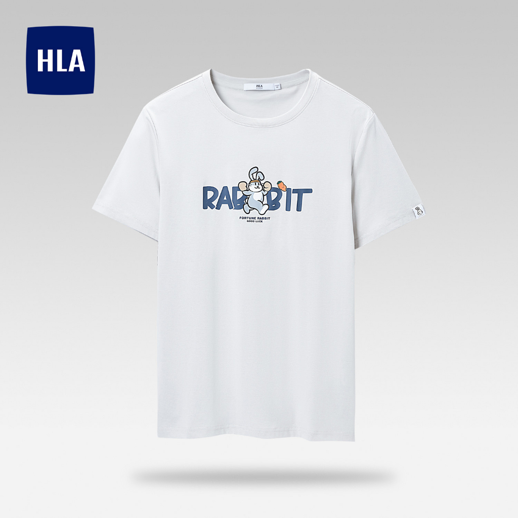 HLA -  Áo thun nam ngắn tay cotton thoáng mát in họa tiết thỏ Cartoon rabbit pattern classic T-shirt