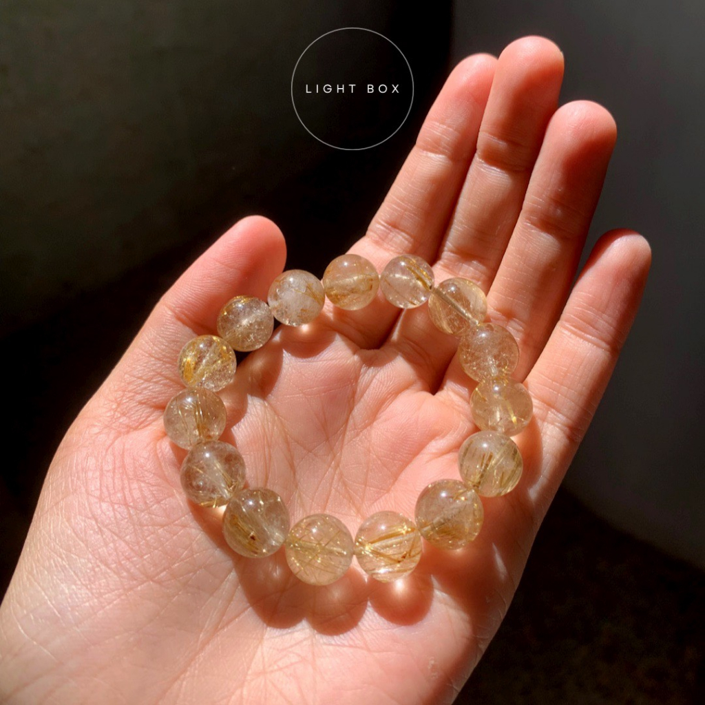 Vòng tay pha lê tóc vàng RUTITALED QUARTZ, phong thủy, may mắn, nối đất, thành công