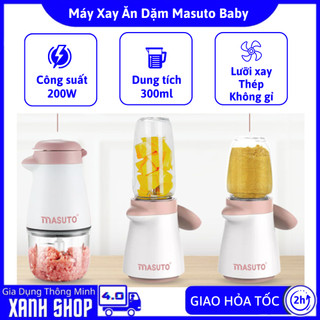 Máy xay ăn dặm đa năng masuto baby 3 cối 0,3l, công suất 200w, xay hoa quả hạt thịt tôm cua cá...siêu nhanh, bh 24 tháng
