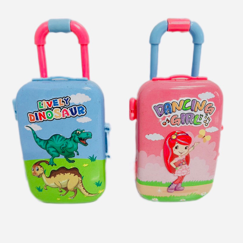 Vali mini bằng sắt dùng để trang trí nhà búp bê hoạ tiết dễ thương cho bé trai,bé gái