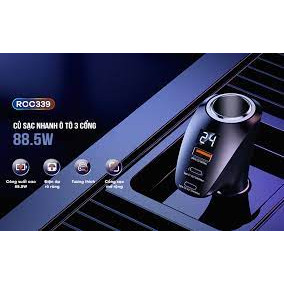 Tẩu sạc xe hơi remax rcc339 sạc nhanh 88.5w .